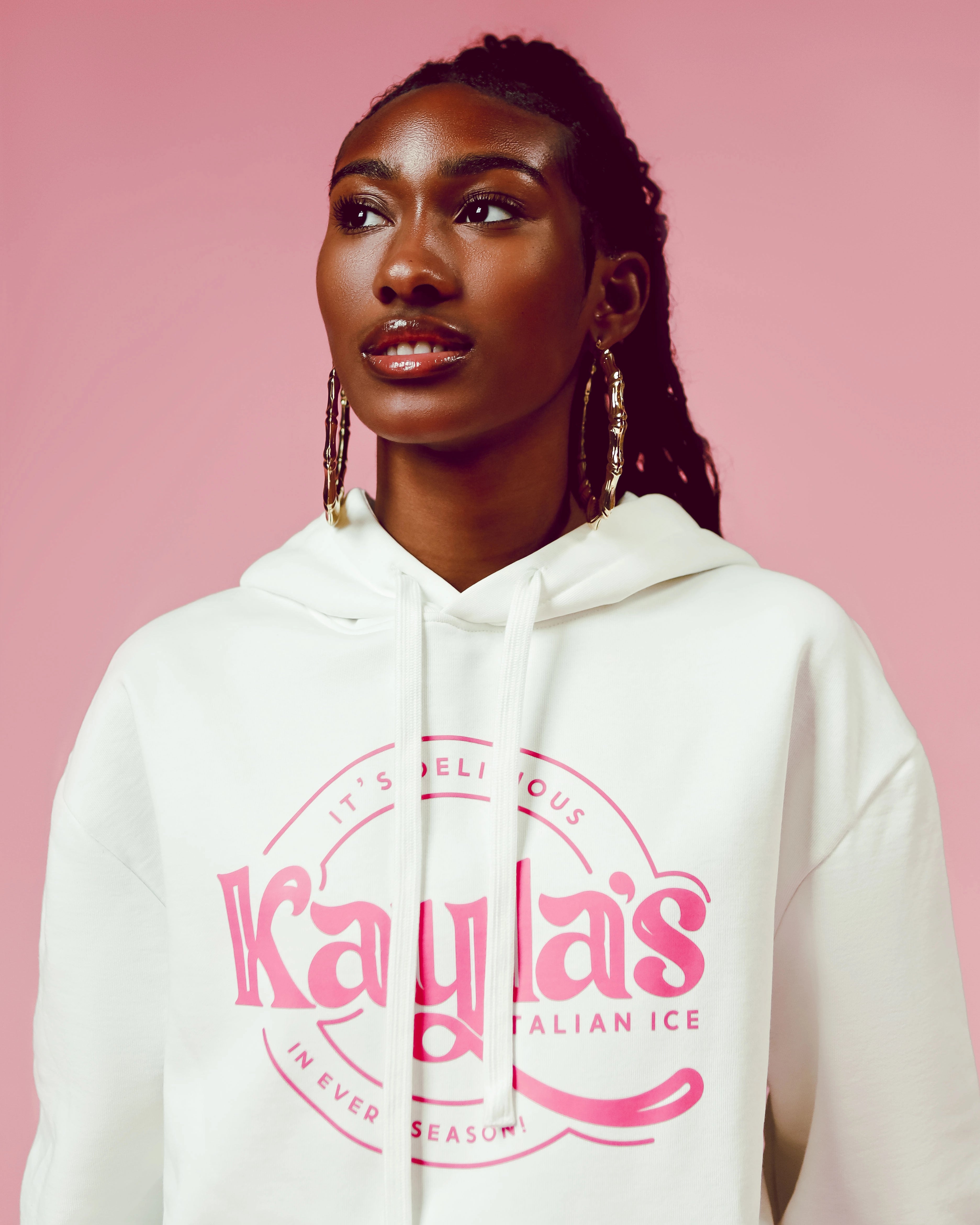 Kayla's White Sweat Shirt with Hoodie